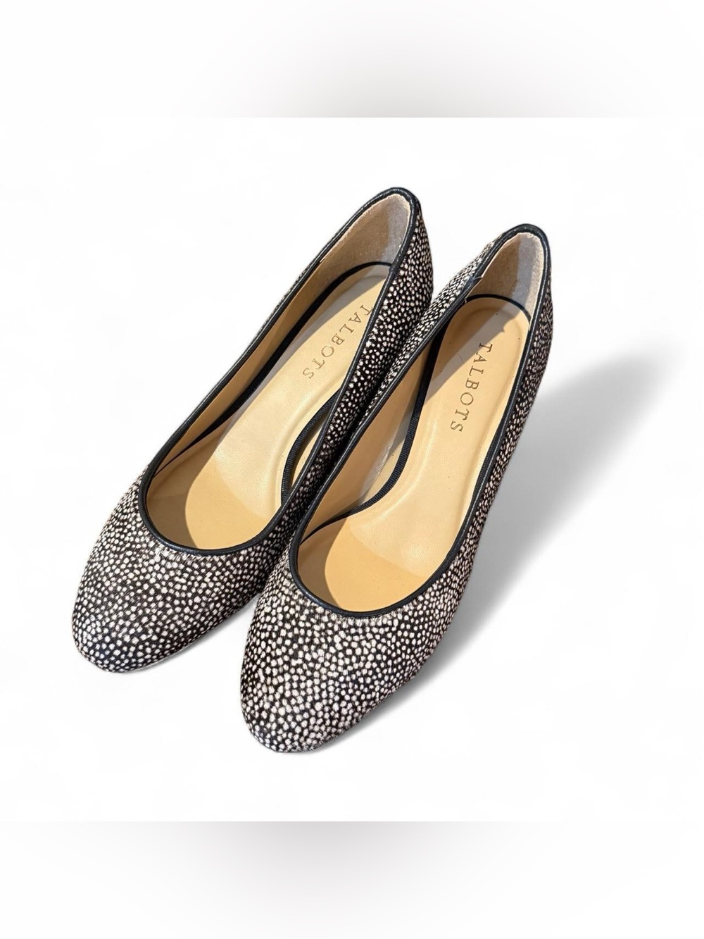 Talbots Black and White Speckled Round-Toe Heels